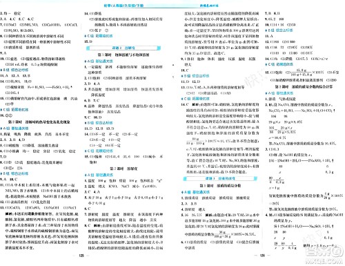 安徽教育出版社2024年春新编基础训练九年级化学下册人教版答案