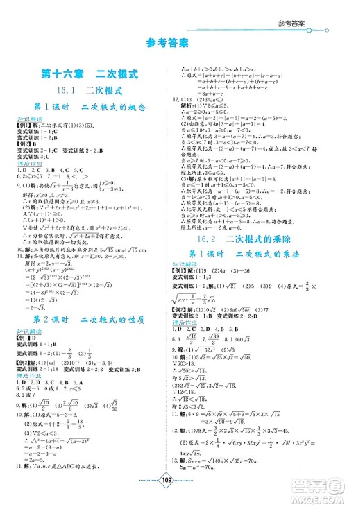 湖南教育出版社2024年春学法大视野八年级数学下册人教版答案