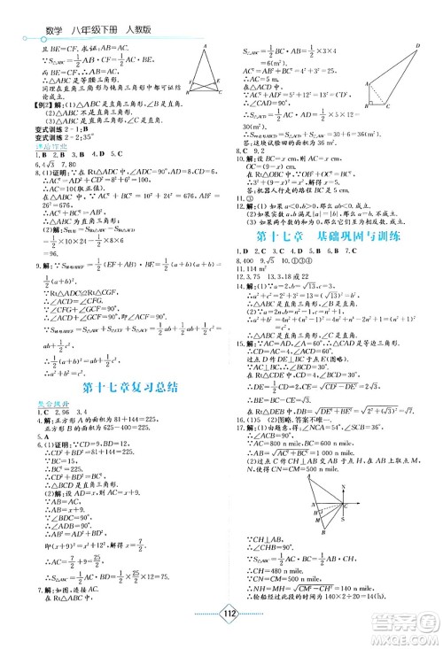 湖南教育出版社2024年春学法大视野八年级数学下册人教版答案