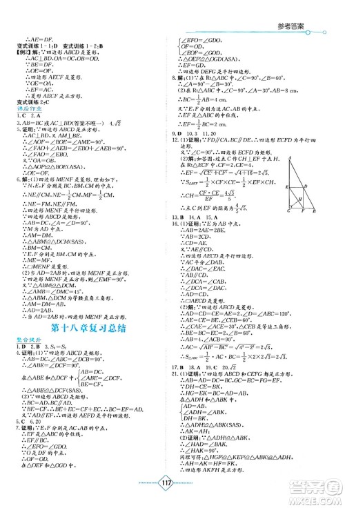 湖南教育出版社2024年春学法大视野八年级数学下册人教版答案