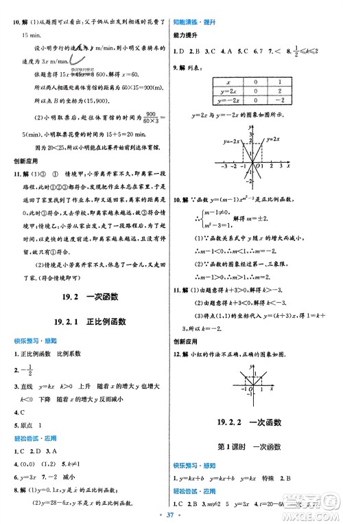 人民教育出版社2024年春初中同步测控优化设计八年级数学下册人教版福建专版参考答案