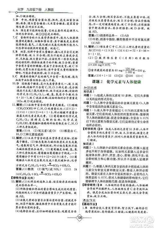 湖南教育出版社2024年春学法大视野九年级化学下册人教版答案