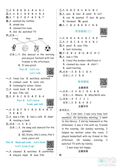 江西教育出版社2024年春阳光同学课时优化作业六年级英语下册人教版答案 江西教育出版社2024年春阳光同学课时优化作业六年级英语下册人教版答案