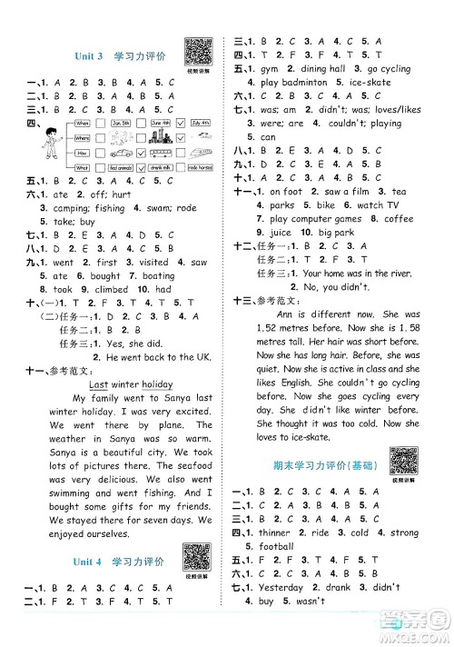 江西教育出版社2024年春阳光同学课时优化作业六年级英语下册人教版答案 江西教育出版社2024年春阳光同学课时优化作业六年级英语下册人教版答案