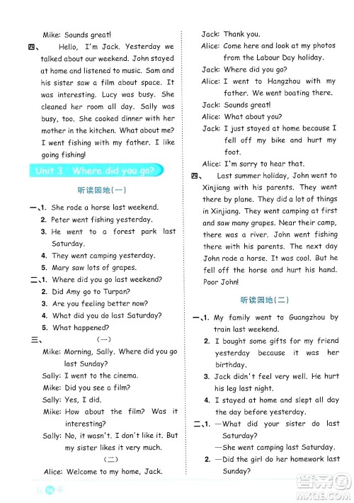 江西教育出版社2024年春阳光同学课时优化作业六年级英语下册人教版答案 江西教育出版社2024年春阳光同学课时优化作业六年级英语下册人教版答案