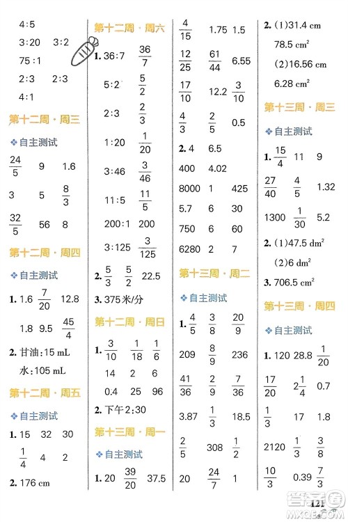 辽宁教育出版社2024年春小学学霸天天计算六年级数学下册人教版广东专版参考答案 辽宁教育出版社2024年春小学学霸天天计算六年级数学下册人教版广东专版参考答案