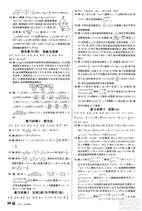 开明出版社2024年春名校课堂九年级数学下册人教版答案