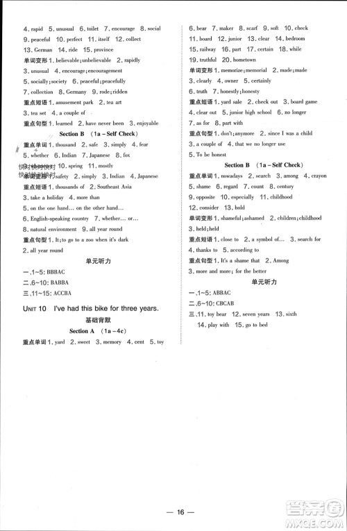 吉林教育出版社2024年春荣德基点拨训练八年级英语下册人教版参考答案 吉林教育出版社2024年春荣德基点拨训练八年级英语下册人教版参考答案
