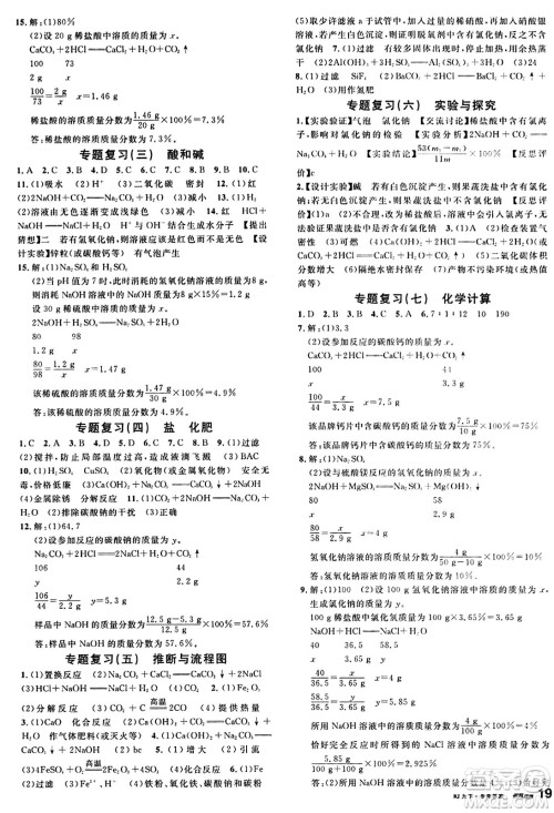 开明出版社2024年春名校课堂九年级化学下册人教版答案 开明出版社2024年春名校课堂九年级化学下册人教版答案