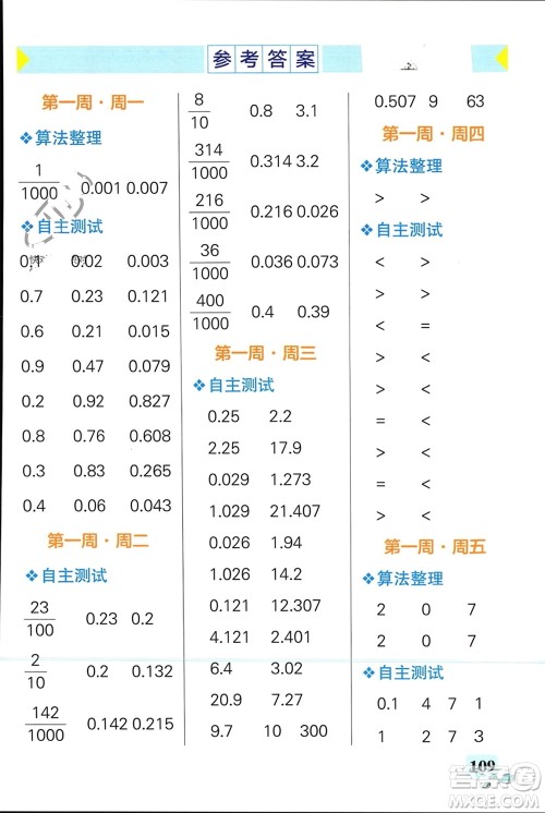 辽宁教育出版社2024年春小学学霸天天计算四年级数学下册北师大版广东专版参考答案 辽宁教育出版社2024年春小学学霸天天计算四年级数学下册北师大版广东专版参考答案