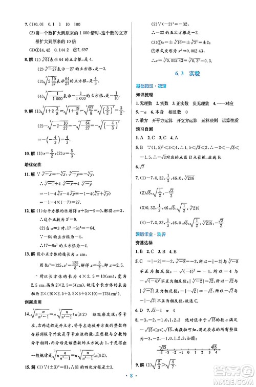 人民教育出版社2024年春人教金学典同步解析与测评学考练七年级数学下册人教版答案