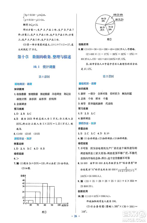 人民教育出版社2024年春人教金学典同步解析与测评学考练七年级数学下册人教版答案