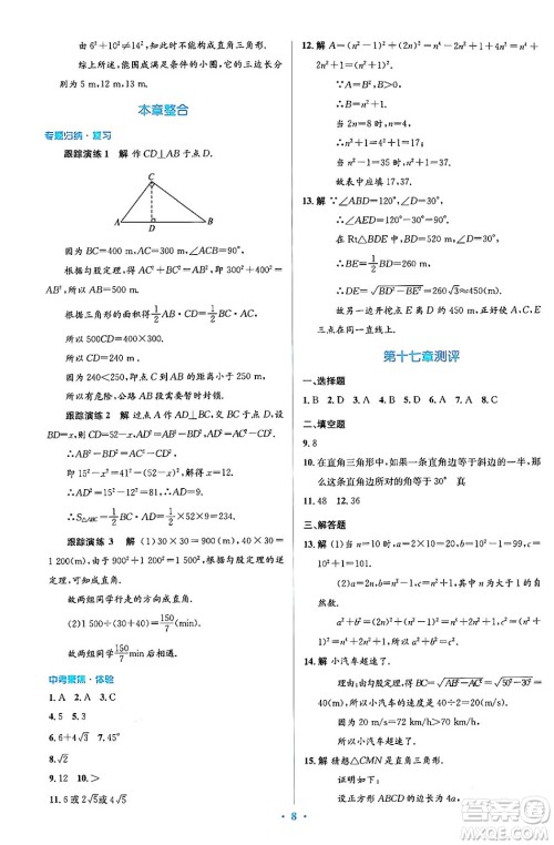 人民教育出版社2024年春人教金学典同步解析与测评学考练八年级数学下册人教版答案 人民教育出版社2024年春人教金学典同步解析与测评学考练八年级数学下册人教版答案