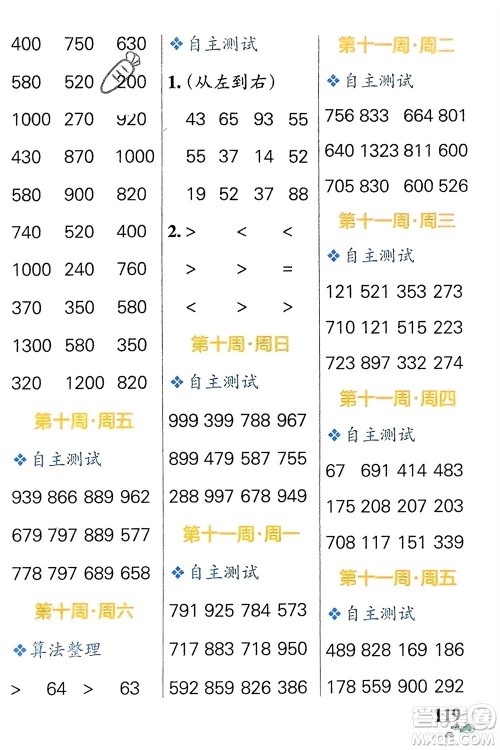 辽宁教育出版社2024年春小学学霸天天计算二年级数学下册苏教版参考答案