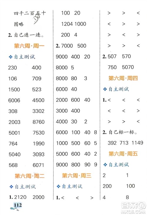 辽宁教育出版社2024年春小学学霸天天计算二年级数学下册北师大版广东专版参考答案