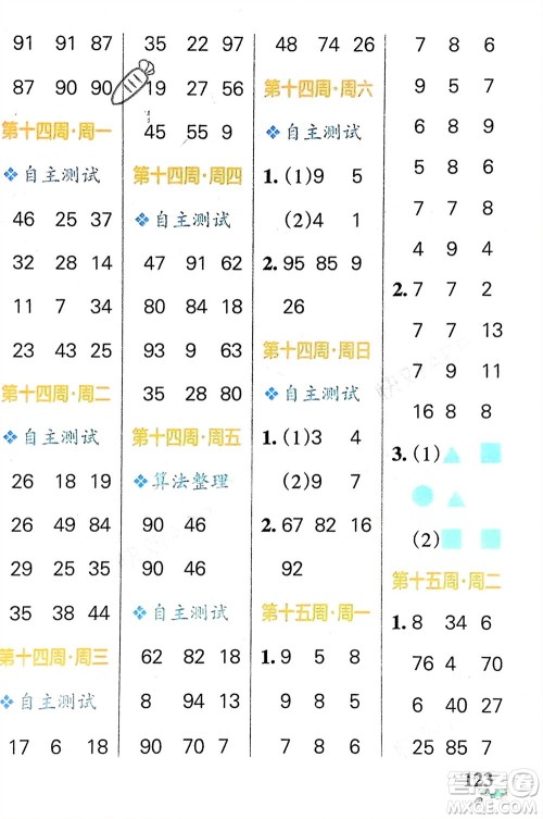 辽宁教育出版社2024年春小学学霸天天计算一年级数学下册苏教版参考答案 辽宁教育出版社2024年春小学学霸天天计算一年级数学下册苏教版参考答案