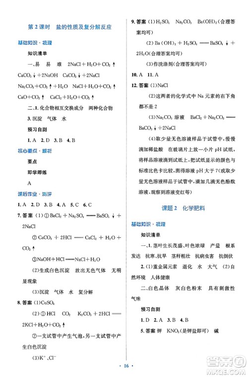 人民教育出版社2024年春人教金学典同步解析与测评学考练九年级化学下册人教版广东专版答案 人民教育出版社2024年春人教金学典同步解析与测评学考练九年级化学下册人教版广东专版答案