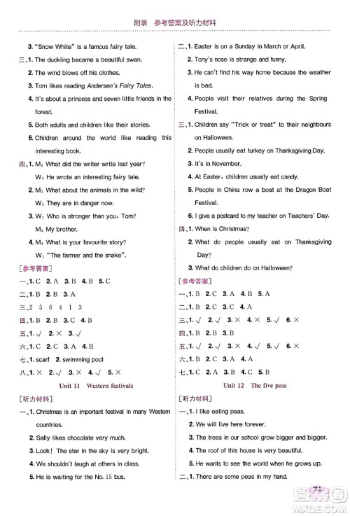 龙门书局2024年春黄冈小状元作业本六年级英语下册沪教牛津版深圳专版答案