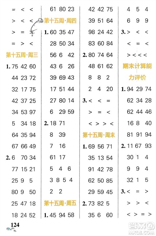 辽宁教育出版社2024年春小学学霸天天计算一年级数学下册人教版广东专版参考答案 辽宁教育出版社2024年春小学学霸天天计算一年级数学下册人教版广东专版参考答案