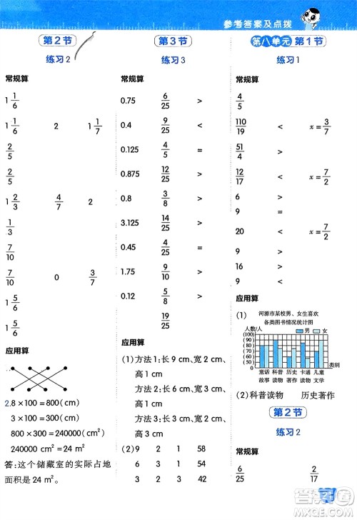 安徽教育出版社2024年春荣德基星级口算天天练五年级数学下册北师大版参考答案