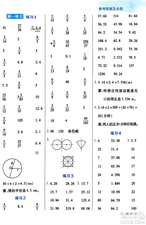 安徽教育出版社2024年春荣德基星级口算天天练五年级数学下册五四制青岛版参考答案