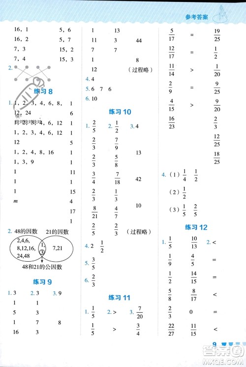 安徽教育出版社2024年春荣德基星级口算天天练四年级数学下册冀教版参考答案