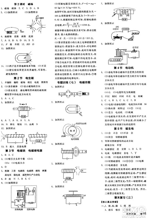 阳光出版社2024年春全品作业本九年级物理全一册人教版答案