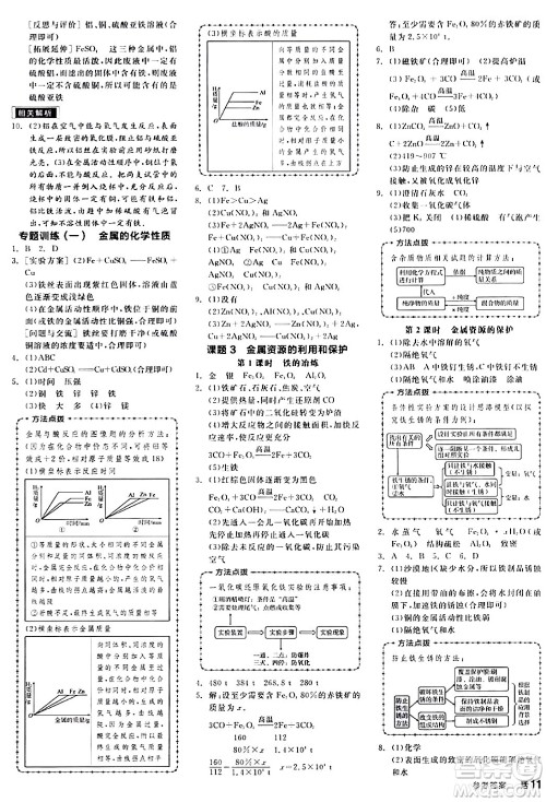 阳光出版社2024年春全品作业本九年级化学下册人教版答案 阳光出版社2024年春全品作业本九年级化学下册人教版答案