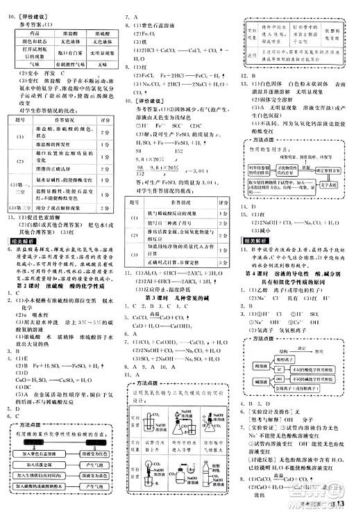 阳光出版社2024年春全品作业本九年级化学下册人教版答案