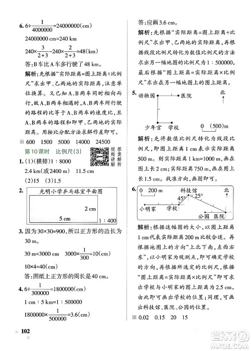 辽宁教育出版社2024年春PASS小学学霸作业本六年级数学下册人教版答案