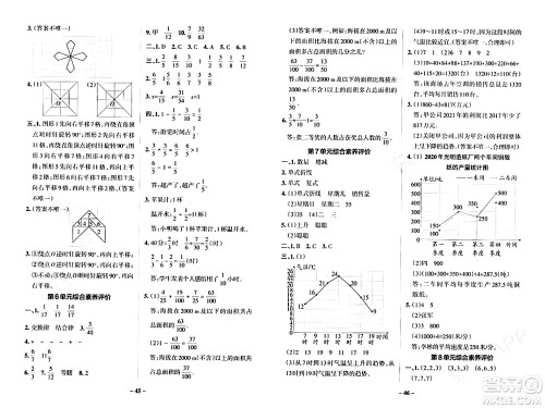 辽宁教育出版社2024年春PASS小学学霸作业本五年级数学下册人教版答案