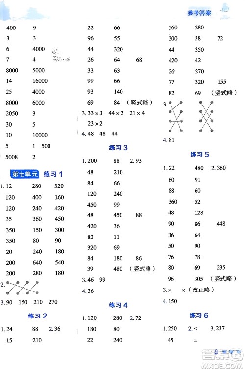 安徽教育出版社2024年春荣德基星级口算天天练二年级数学下册五四学制青岛版参考答案 安徽教育出版社2024年春荣德基星级口算天天练二年级数学下册五四学制青岛版参考答案