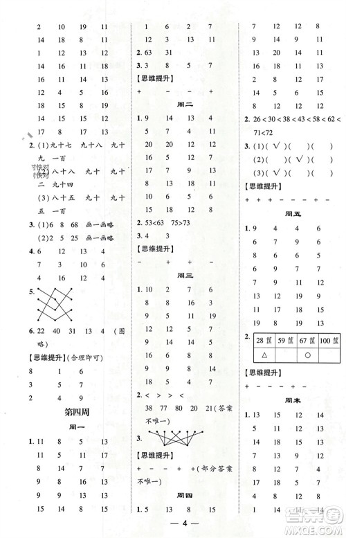 甘肃少年儿童出版社2024年春经纶学典学霸计算达人一年级数学下册青岛版参考答案 甘肃少年儿童出版社2024年春经纶学典学霸计算达人一年级数学下册青岛版参考答案