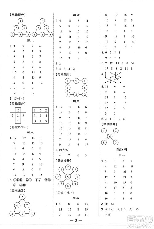 甘肃少年儿童出版社2024年春经纶学典学霸计算达人一年级数学下册苏教版参考答案 甘肃少年儿童出版社2024年春经纶学典学霸计算达人一年级数学下册苏教版参考答案