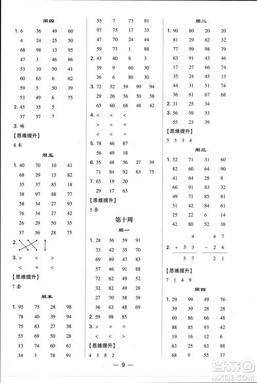 甘肃少年儿童出版社2024年春经纶学典学霸计算达人一年级数学下册苏教版参考答案 甘肃少年儿童出版社2024年春经纶学典学霸计算达人一年级数学下册苏教版参考答案