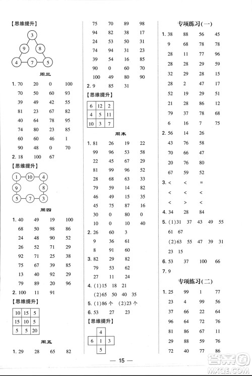 甘肃少年儿童出版社2024年春经纶学典学霸计算达人一年级数学下册苏教版参考答案 甘肃少年儿童出版社2024年春经纶学典学霸计算达人一年级数学下册苏教版参考答案