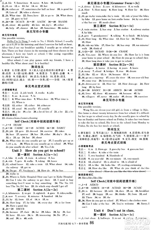 开明出版社2024年春名校课堂七年级英语下册人教版河南专版答案 开明出版社2024年春名校课堂七年级英语下册人教版河南专版答案
