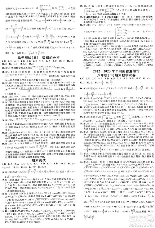 开明出版社2024年春名校课堂八年级数学下册人教版河南专版答案