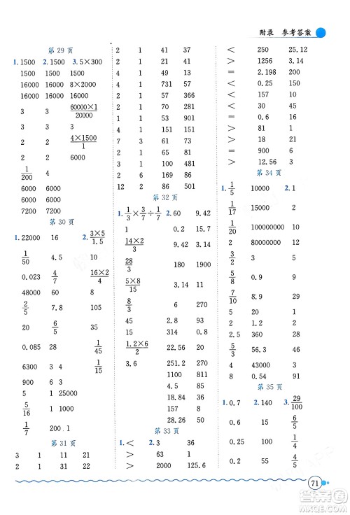 龙门书局2024年春黄冈小状元口算速算练习册六年级数学下册人教版广东专版答案 龙门书局2024年春黄冈小状元口算速算练习册六年级数学下册人教版广东专版答案