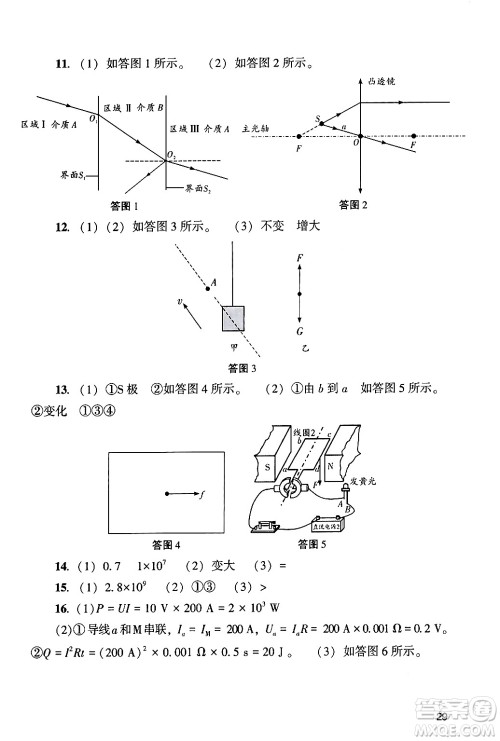 广州出版社2024年春阳光学业评价九年级物理下册人教版答案