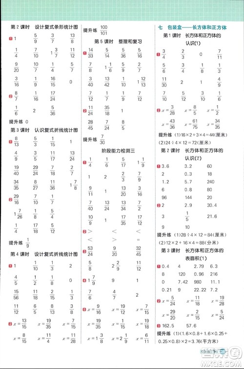 江西教育出版社2024年春阳光同学计算小达人五年级数学下册青岛版参考答案