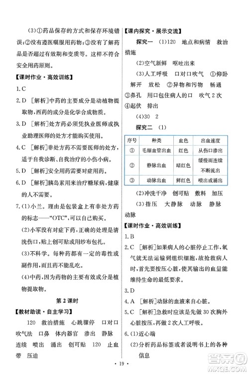 人民教育出版社2024年春能力培养与测试八年级生物下册人教版答案