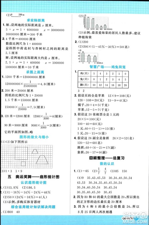 江西教育出版社2024年春阳光同学计算小达人六年级数学下册青岛版参考答案 江西教育出版社2024年春阳光同学计算小达人六年级数学下册青岛版参考答案