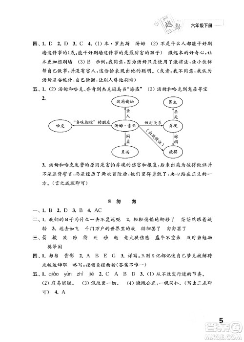 江苏凤凰教育出版社2024年春小学语文练习与测试六年级语文下册通用版答案 江苏凤凰教育出版社2024年春小学语文练习与测试六年级语文下册通用版答案