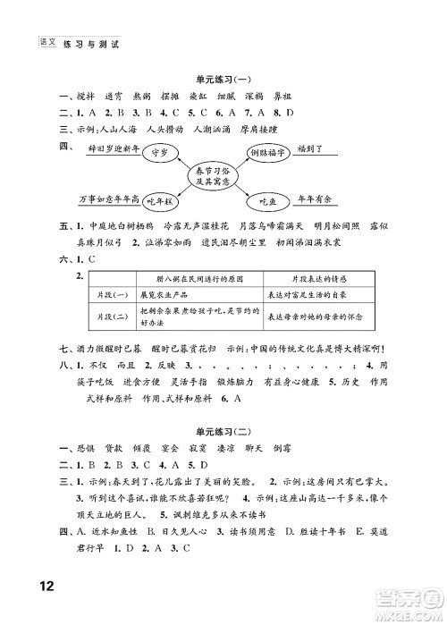 江苏凤凰教育出版社2024年春小学语文练习与测试六年级语文下册通用版答案 江苏凤凰教育出版社2024年春小学语文练习与测试六年级语文下册通用版答案