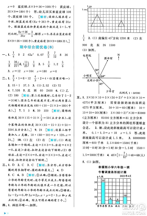 北京教育出版社2024年春亮点给力大试卷六年级数学下册江苏版答案 北京教育出版社2024年春亮点给力大试卷六年级数学下册江苏版答案