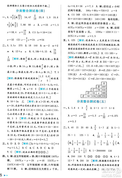 北京教育出版社2024年春亮点给力大试卷六年级数学下册江苏版答案