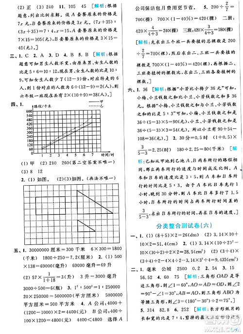 北京教育出版社2024年春亮点给力大试卷六年级数学下册江苏版答案 北京教育出版社2024年春亮点给力大试卷六年级数学下册江苏版答案