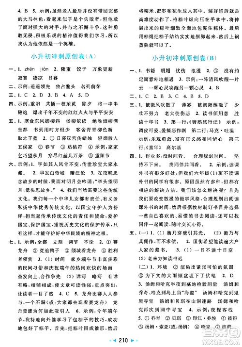 北京教育出版社2024年春亮点给力大试卷六年级语文下册人教版答案