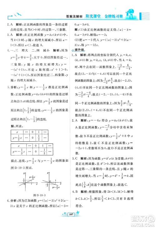 人民教育出版社2024年春阳光课堂金牌练习册八年级数学下册人教版福建专版答案